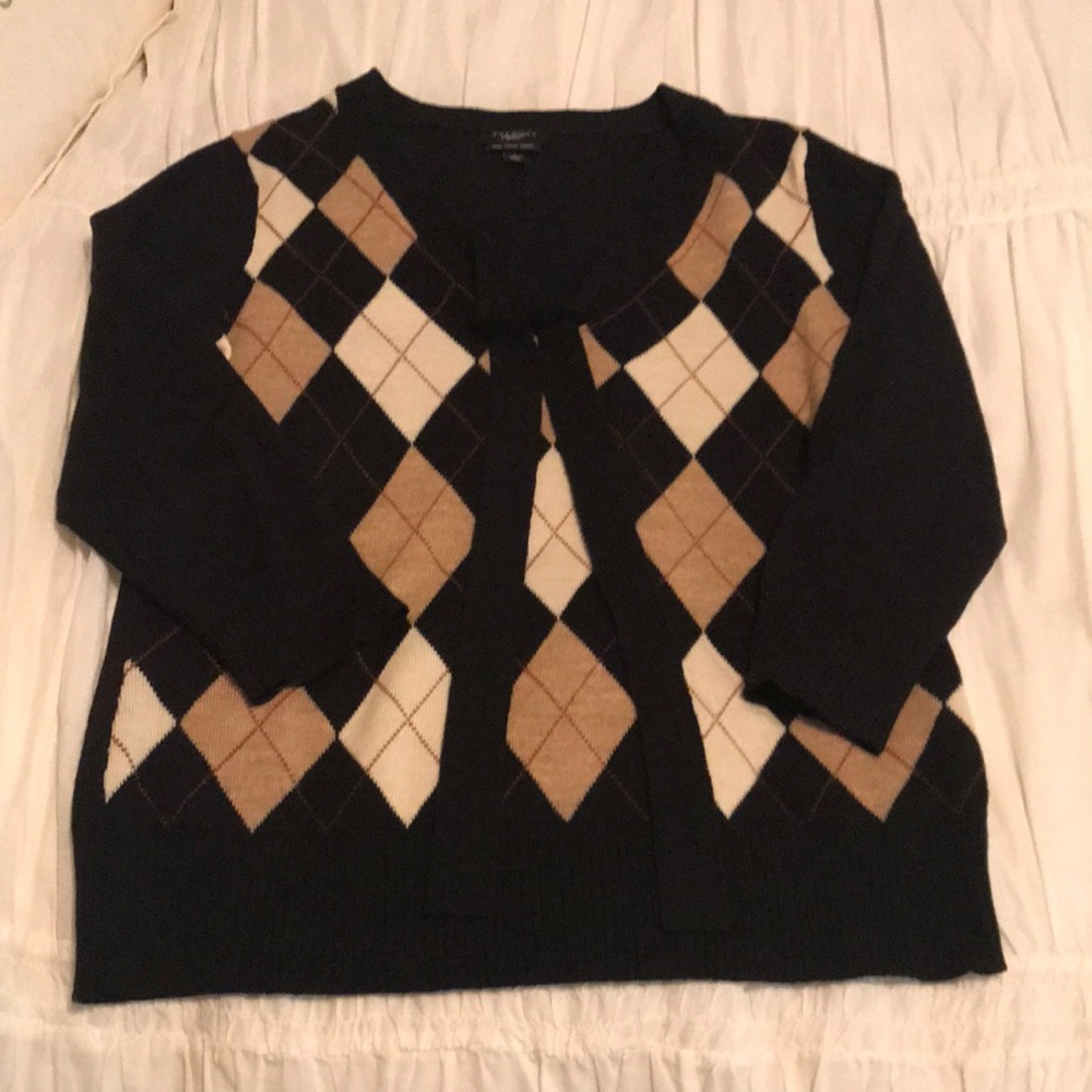 Talbots argyle sweater and pure Italian merino wool size small